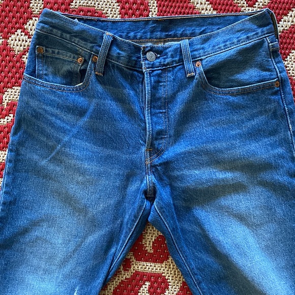 Levi's Blue 501 Frayed Hem Jeans - Picture 5 of 11